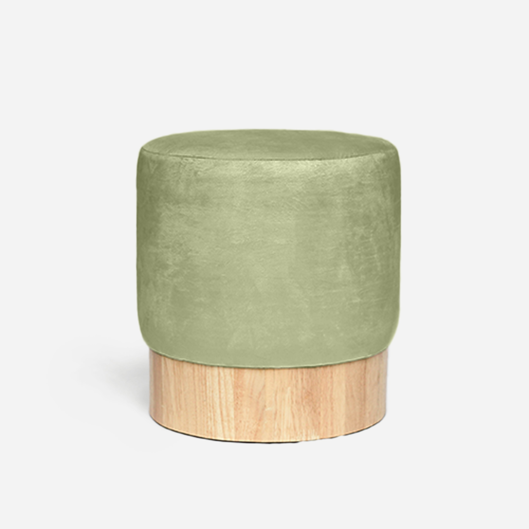 Round Pouf Wood in Sage (Pre-Order)