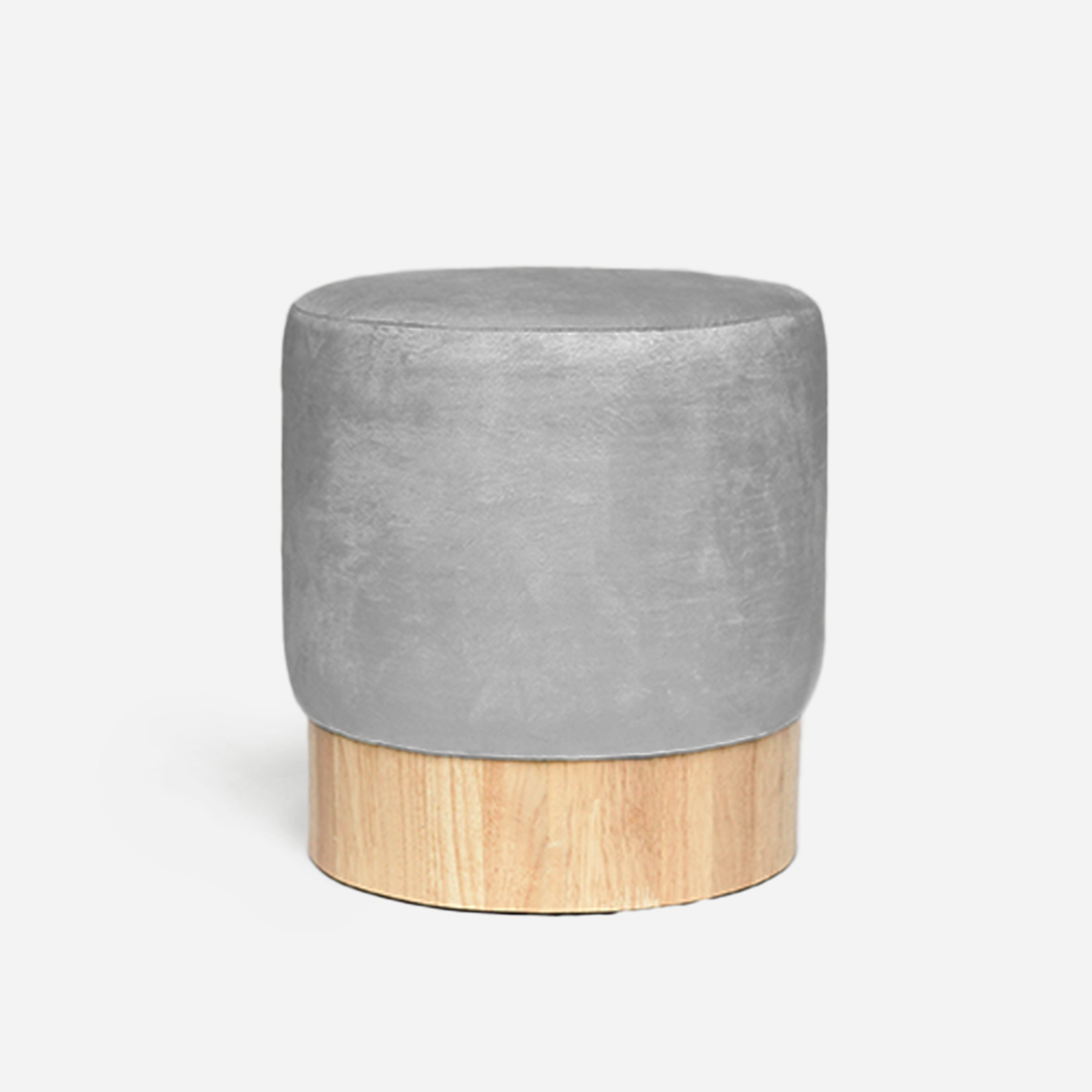 Round Pouf Wood in Light Grey (Pre-Order)